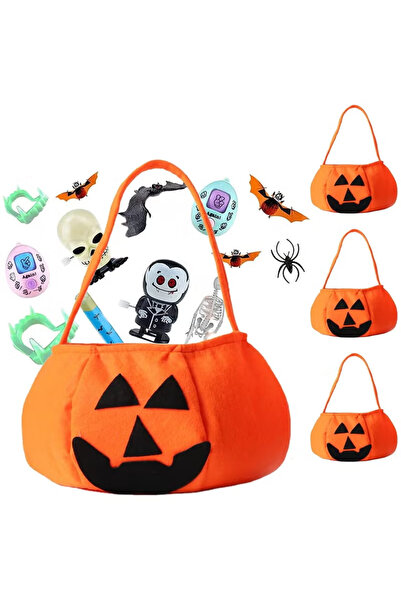 TAPIT Pumpkin Candy Bags Orange for Kids 2-Pack Trick or Treat Reusable Non-W...