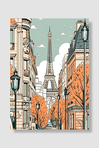 Luna Marissa Poster Turnul Eiffel Peisaj stradal Copaci de toamnă Ilustrație ...