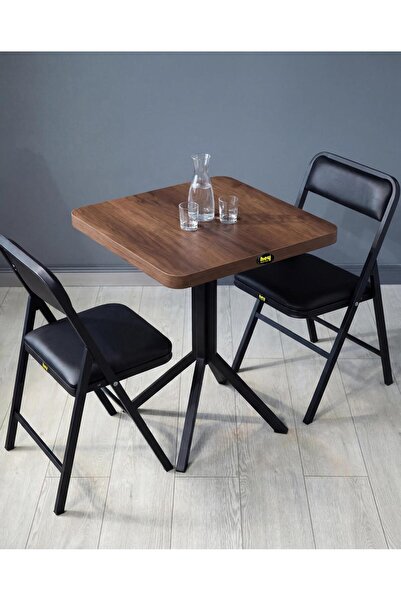 hey modüler mobilya 60 cm Zeren Kare Barok Ceviz Mutfak Yemek Masası Balkon Masası Siyah Ayak