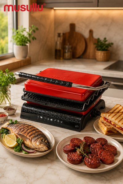 Musullu MSL-2039 1800W 6 Dilim Kapasiteli Granit Döküm Tost ve Izgara Makinesi