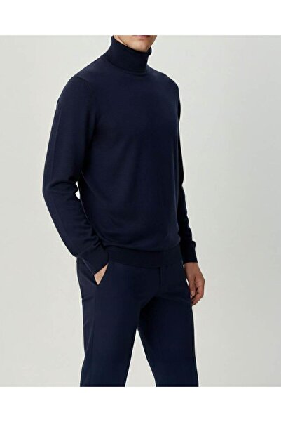 TerziAdemAltun Italian Style Slim Fit Turtleneck Men's Knitwear Sweater Navy ...