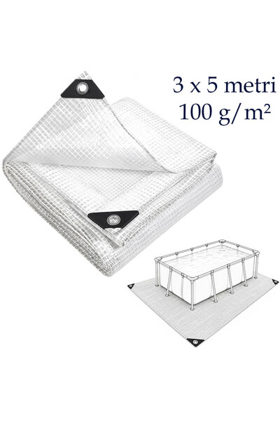 OEM Μουσαμάς Προστασίας Εδάφους για Πισίνα 3x5 μ., Ενισχυμένος Διαφανής, 100 ...