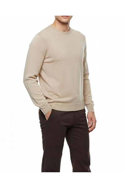 TerziAdemAltun Italian Style Slim Fit Men's Crew Neck Knitwear Sweater Beige ...