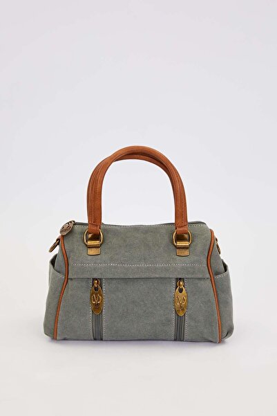Levidor Light Blue Multi-Compartment Hand Canvas Handbag