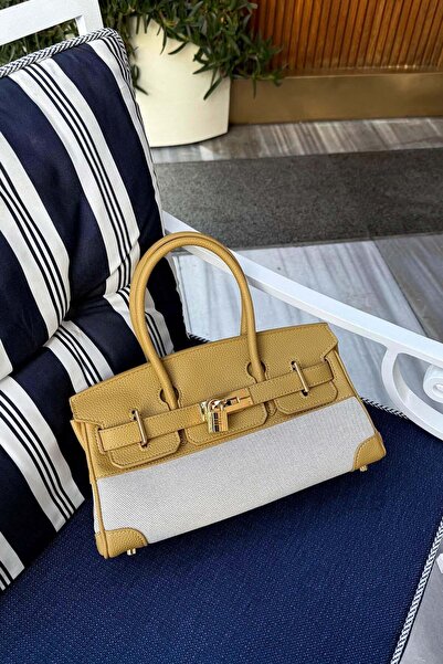 Levidor Yellow Oval Lock Detail Handbag