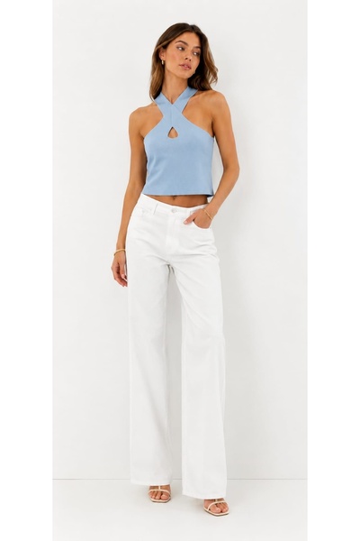 onno style women Sleeveless Strappy Cross-Neck Tricot Women's Bluz