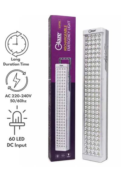 Glaze Rechargeable Emergency Light - 120 PCS SMD LED, 3.7V 3Ah Li-ion Battery...