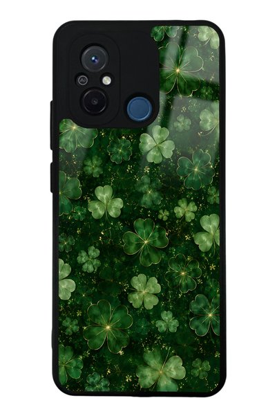 Spoyi حافظة هاتف Xiaomi Redmi 12C بتصميم Emerald Lucky Clover لامعة