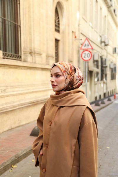 ENRİCO FERRİ Dolce Silk Blend Scarf - Camel Multicolor