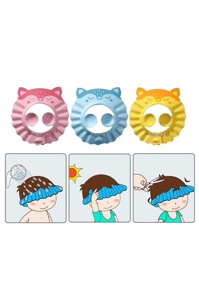 IM FineLife 3 Colors Bathing Shampoo Baby Shower Cap Hat with Ear Shield Cove...