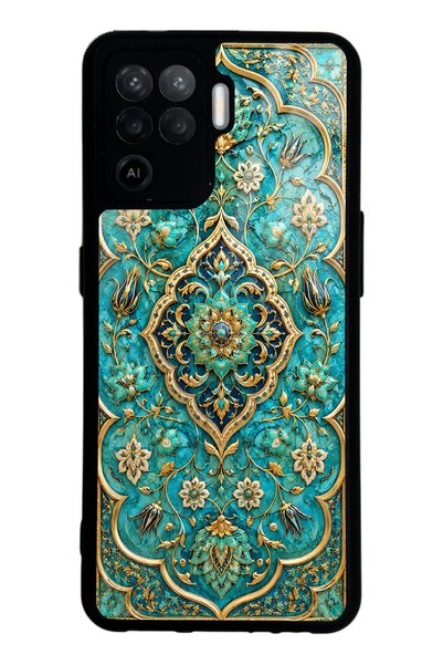 Spoyi Oppo Reno 5 Lite Glossy Phone Case with Turquoise Ottoman Jewel Design
