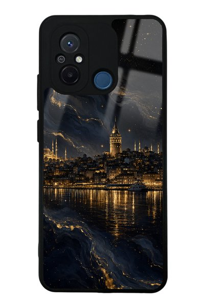 Spoyi Xiaomi Redmi 12C Golden Galata Night Design Glossy Phone Case