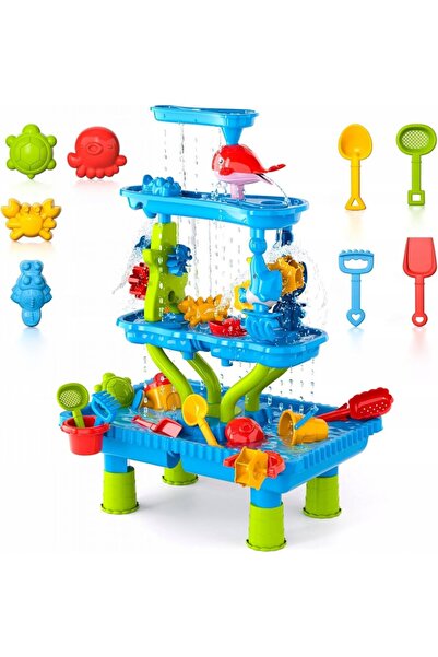 Matadi Маса за игра с пясък и вода Play Time с 4 нива, включени аксесоари, ни...