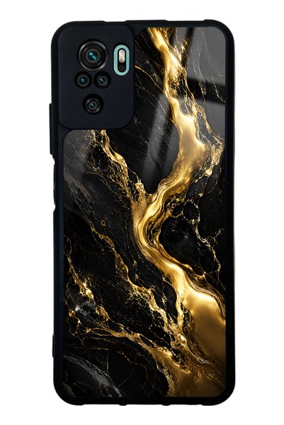 Spoyi Xiaomi Redmi Note 10 Obsidian Gold Flow Design Glossy Phone Case