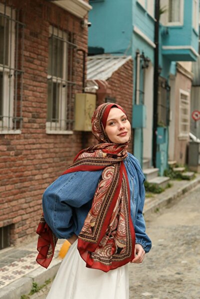 ENRİCO FERRİ Petra Ethnic Pattern Shawl - Burgundy