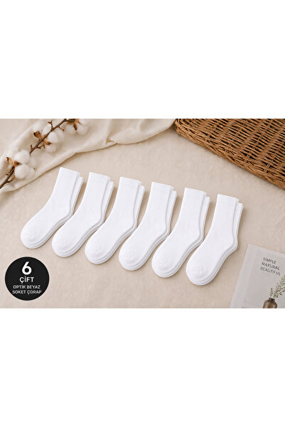 Socks++ 6'lı Ekonomik Paket Beyaz Soket Çorap