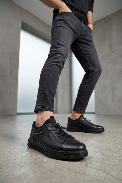 SOLMAZ Secure 2016 Black Genuine Leather Men's Shoes