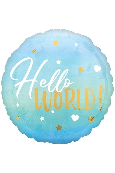 Baloane Vesele Balon Folie Hello World Albastru BL269