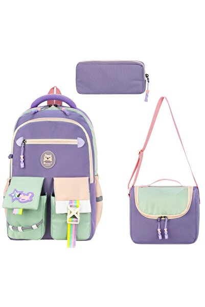ms mixxstore Luxury Waterproof Fabric Thermal Foil Backpack School Bag Set wi...