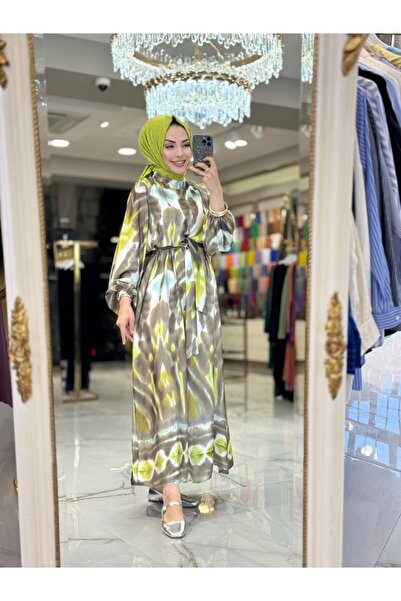 ORHAN STORE 08-1706 Sunken Pattern Dress Green