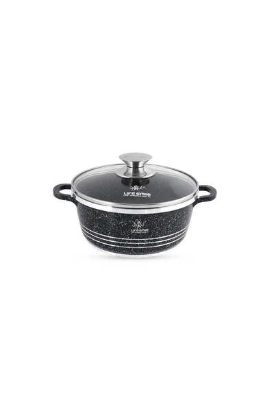 Lifesmile Life Smile 20 cm Oven-Safe Granite Coating Cooking Pot with Glass L...