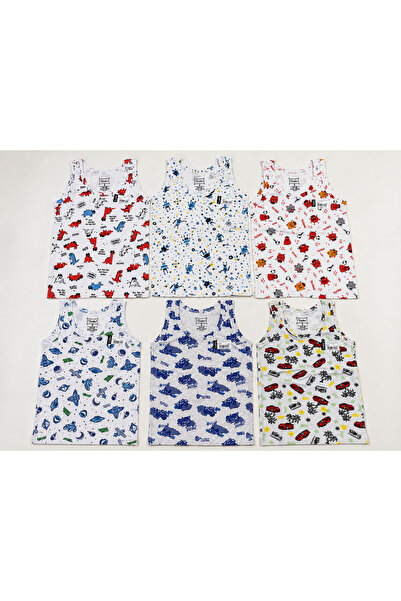 Tutku Children's Boys' Elastane Printed Undershirt Set of 6