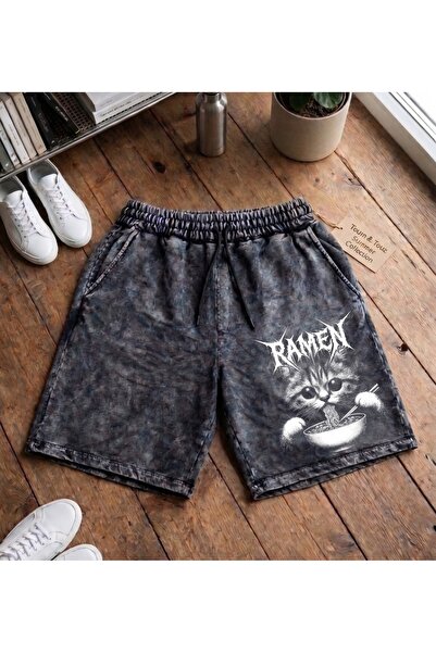 Toum Ramen Cat Oversize Washable Vintage Bermuda Shorts