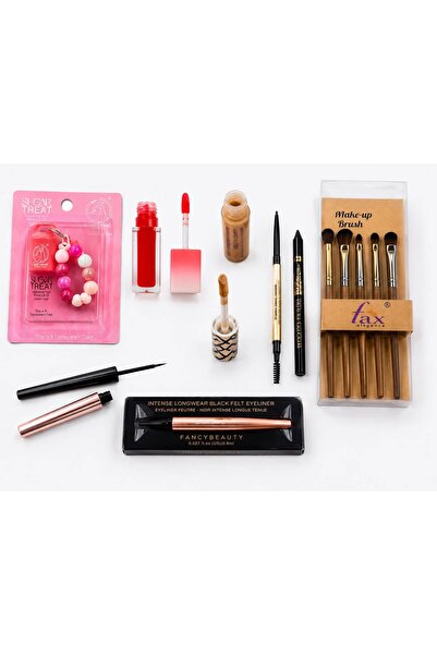 Soft Velvet Eye, Lip, and Brush Set - Lip Oil, Eyeliner, and Makeup Brushes