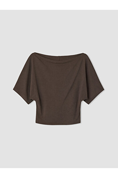 LC Waikiki Xside Brown Boat Neck Women's T-Shirt