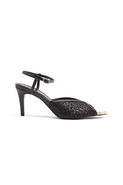 Mamito Ayakkabı Rsd 17435 Metal Toe Detail Sequined Adjustable Heels