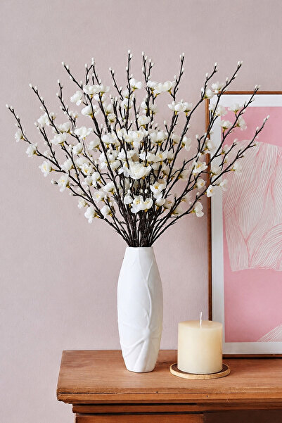 H&E LUXURY DESIGN Kiraz Dalı Lüks Yapay Çiçek 55 cm