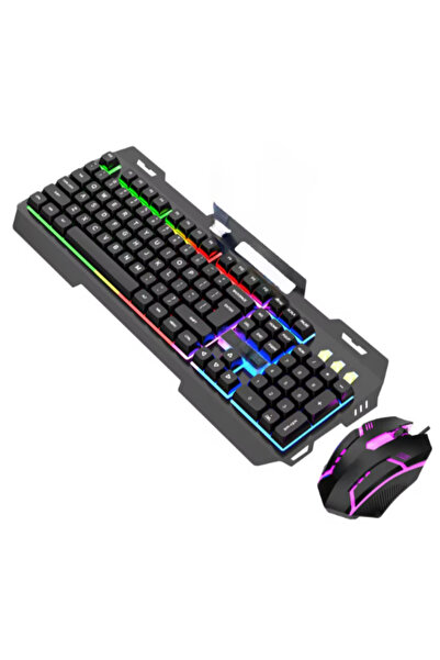OEM Set tastatura si mouse cu Fir Iluminare RGB, Material dur, cu Suport pent...
