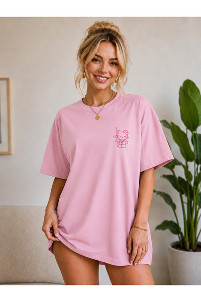 FECCY Premium Cute Girl Oversize Women's T-Shirt Cotton Oversize T-Shirt