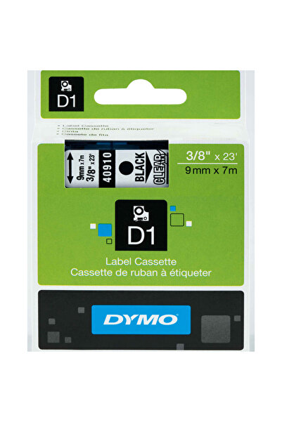 Dymo D1 Şerit Standart 9 MMx7 MT Şeffaf Üzerine Siyah 40910 S0720670
