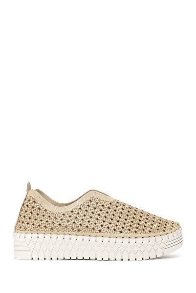 Derimod Women's Gold Lace-Up Thick-Soled Glittery Fabric Casual Shoes 26Pfe40...