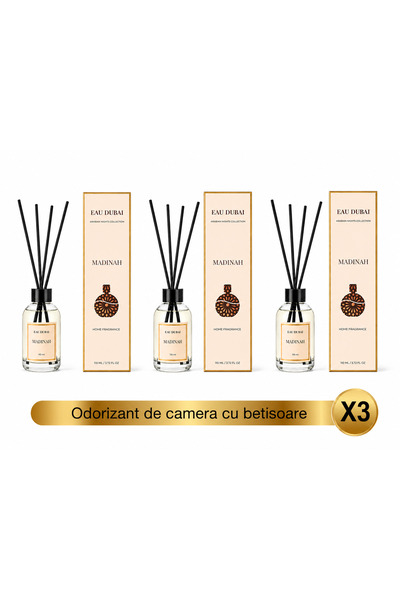 Eau Dubai Set 3x Difuzoare cu Parfum Aromatic pentru Camera, Madinah, 3x110 ml