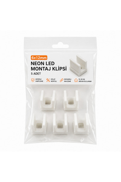 Marco Fresco 6x12 mm Neon LED Montaj Klipsi 5 Adet 3D Baskı Silikon Neon Şeri...