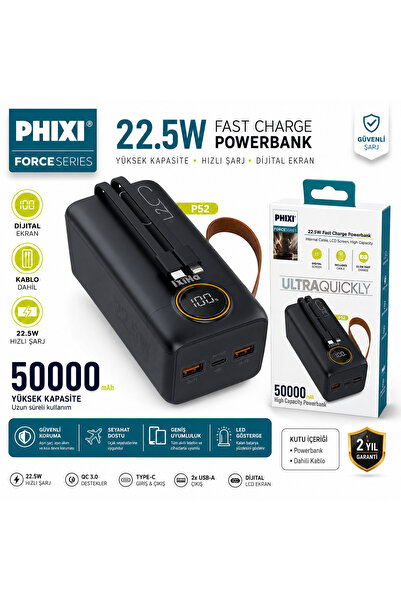 Sovdex Powerbank 50000 mAh 22.5W Hızlı Şarj