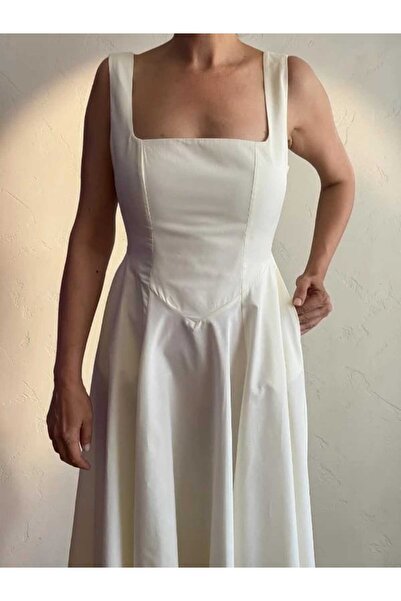 FK PYNAPPEL Waist Flounce Poplin Midi Dress