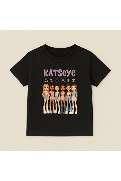 SVART WEAR تي شيرت قطني مطبوع عليه Katseye برقبة دائرية وأكمام قصيرة للأطفال ...