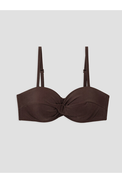 LC Waikiki Smeđi ženski bikini top sa žicama, bez podstave, sa efektom skuplj...