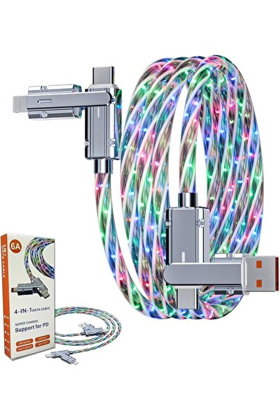 Generic كابل شحن متعدد الوظائف 4 في 1 |   كابل USB A/C إلى USB-C/Lightning بط...