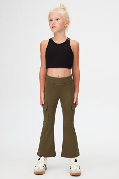 LOVETTI Παντελόνι Camouflage Green για κορίτσια με τσέπες Skuba Cargo