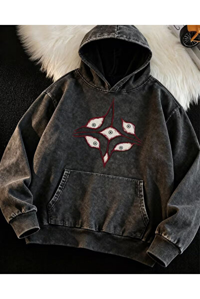 Touz Moda Hanorac cu glugă cu imprimeu retro Gothic Eye