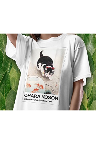 Grafftee Clothing تي شيرت ياباني مطبوع عليه قطة للجنسين مقاس كبير