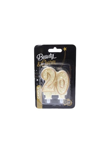 Godan Lumanare aniversare 20, Amscan, 8 cm, Auriu