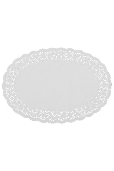 Godan Set 100 de hartie dantelata alba, pentru platouri, ovala, 28 x 41 cm