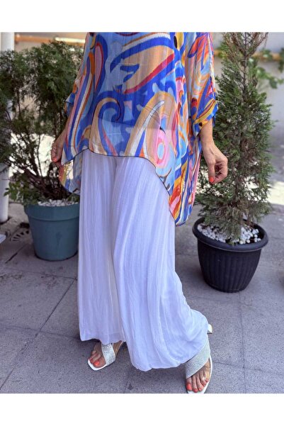 DenizEge Italian Silk Trousers White