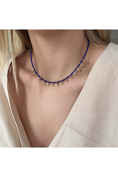 Alice İsstanbul Aralalar Damla Navy Blue Beaded Necklace
