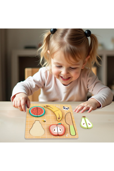 Hi Pando Fruit Cutting Toy, Velcro, Plywood + MDF, Fine Motor Skills, 12 Months+
